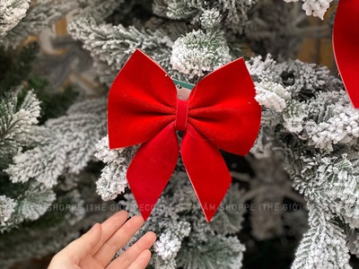 Nơ đỏ Bitis phun nhung 2 cánh - 1 lớp [Đứng form - Nhiều cỡ] PK-NO-07